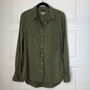 MERONA olive button front top